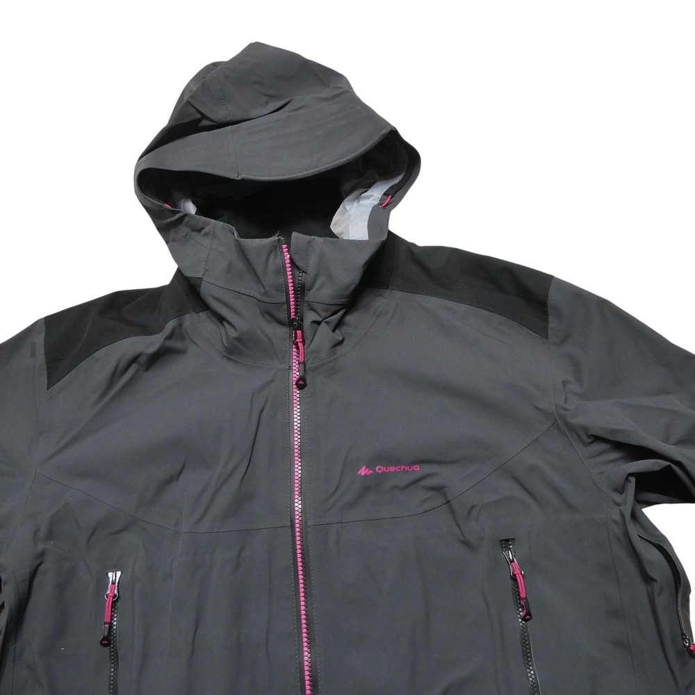 Quechua Jacket Mens 2XL‎ Gray Hooded Waterproof Windproof Rain Hiking MH900